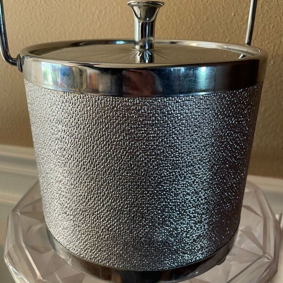 Vintage MCM Starburst Silver Metal Atomic Ice Bucket - Picture 6 of 16